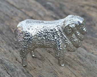 Sheep Figurine, Sheep Miniature, Sheep Sculpture, Handmade, in Fine Pewter, by William Sturt