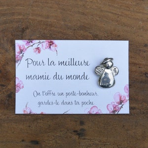 Ange Gardien pour Mamie, Porte-Bonheur Meilleure Mamie du Monde, Fabrication Artisanale Française, en Étain, par Les Étains de Jumilhac