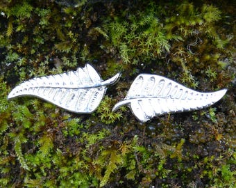 New Zealand Cufflinks, Silver Fern Cufflinks, Handmade, By William Sturt, In Fine Pewter