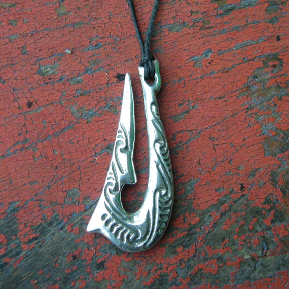 Maori Fish Hook Pendant, Kia Kaha: Handcrafted Pewter, Adjustable Cord  Surfer Necklace by William Sturt -  Denmark