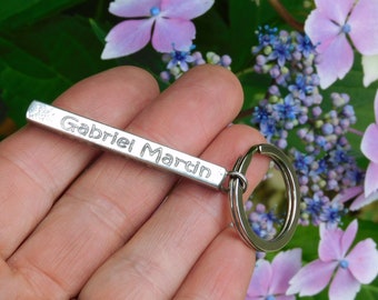 Personnalised Keyring, Bar Keyring, Handmade, in Finest Pewter, by William Sturt