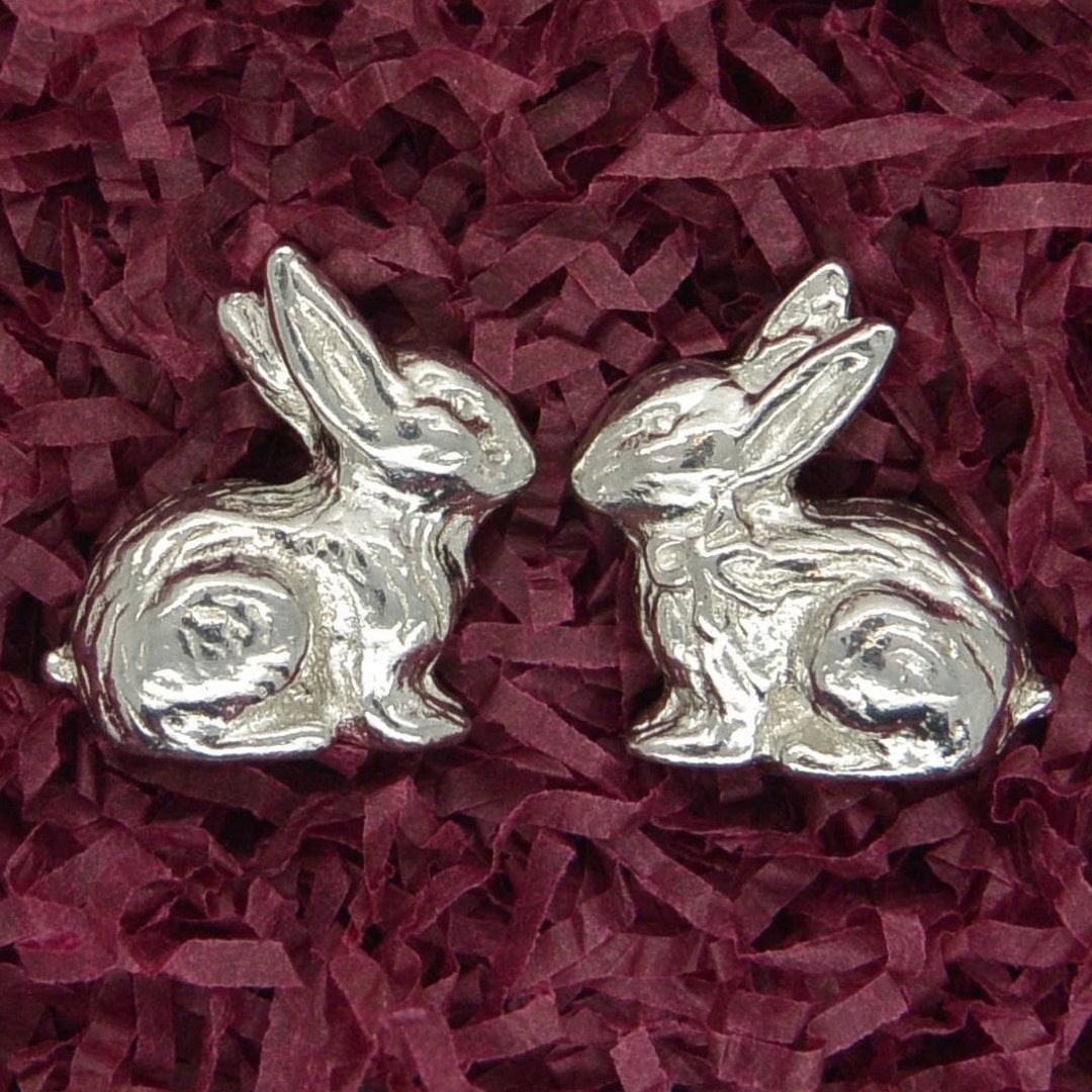 Rabbit Figurines, Two Tiny Rabbits, Handmade, in Fine Pewter, by ...