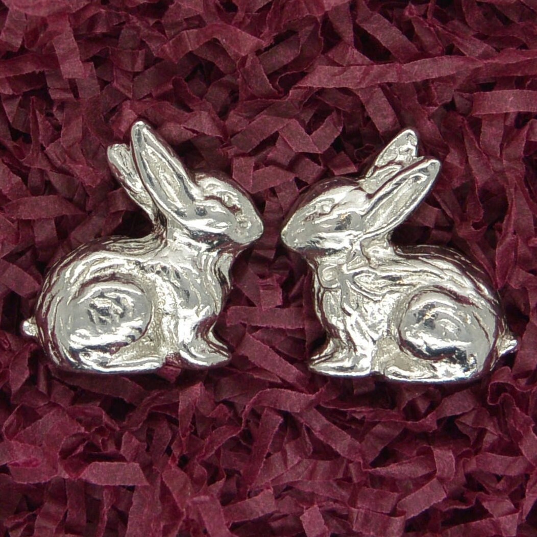 Handcast Fine Pewter Pair Of Rabbits By William Sturt