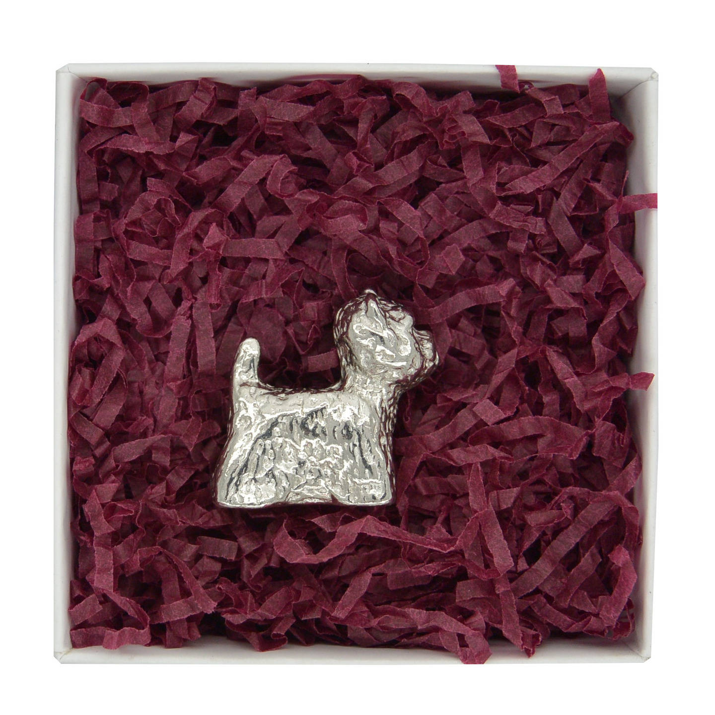 Figurine Terrier Ecossais West Highland, Chien Miniature, Statuette Chien, Faite Main, en Etain, Par