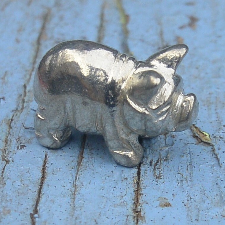 Figurine Animalière Cochon, Figurine Cochon Kuné-Kuné Néo-Zélandais, Faite Main en Etain, Par Willia