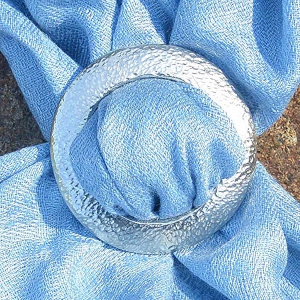 Beaten Pewter Scarf Ring, Hammered Pewter Scarf Slide, Handmade, in Fine Pewter, by William Sturt