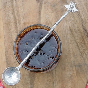 Long Handled Pewter Jam Spoon with Honey Bee Handle, Pewter Condiment Spoon, Handmade, in Finest Pewter, by William Sturt