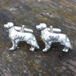Retriever Cufflinks, Shooting Gifts, Handmade in Fine Pewter by William Sturt