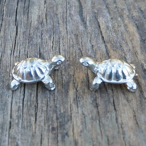 Two Tortoise Figurines, Tortoise Charms, Tortoise Totems, Handmade, in Fine Pewter, by William Sturt