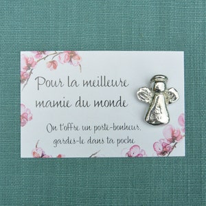 Ange Gardien pour Mamie, Porte-Bonheur Meilleure Mamie du Monde, Fabrication Artisanale Française, en Étain aux Étains de Jumilhac