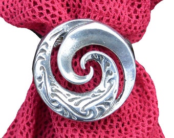 Spiral Scarf Ring, Koru Maori Scarf Ring, Tribal Jewellery, Handcast in Fine Pewter by William Sturt