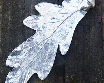 Handcast Fine Pewter Large Oak Leaf Brooch by William Sturt