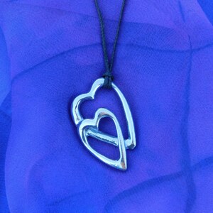 Heart Pendant, Double Heart Pendant, Handmade in Fine Pewter, by William Sturt