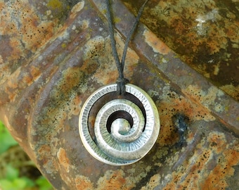 Spiral Pendant, New Zealand Koru Wave Surfer Pendant, Handmade in Fine Pewter by William Sturt