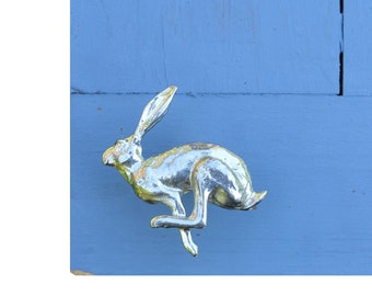 Running Hare Kitchen Knobs, Rabbit Drawer Knobs, Cabinet Knobs, Handmade, in Fine Pewter, by William Sturt