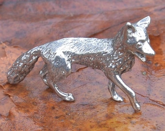 Tiny Fox Figurine, Fox Gift, Handmade, In Fine Pewter, by William Sturt