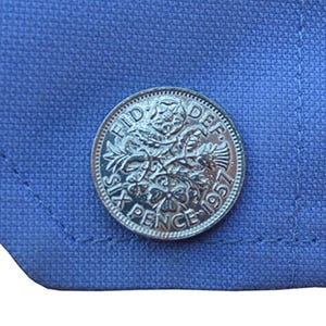 Handcast Fine Pewter 1957 Sixpence Cufflinks By William Sturt