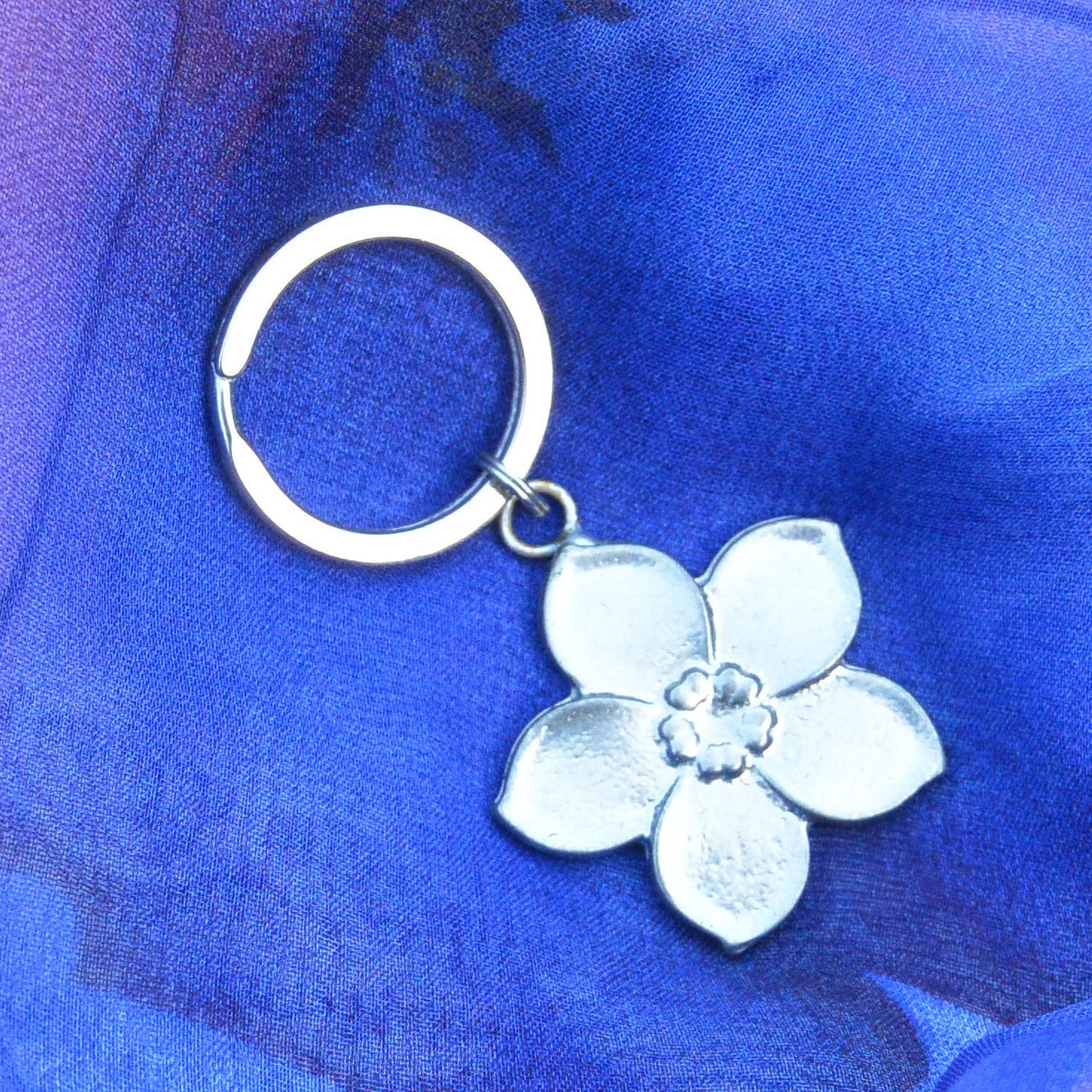 Forget Me Not Keyring, Flower Key Fob, Handmade, by William Sturt