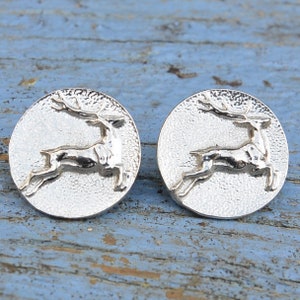 Stag Cufflinks, Deer Cufflinks, Wedding Cufflinks, Handmade, in Fine Pewter, By William Sturt