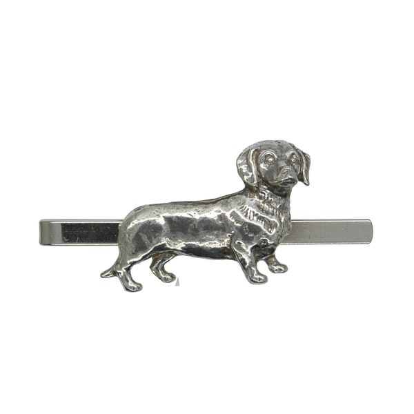 Dachshund Tie Clip, Sausage Dog Tie Clip, Handmade, in Fine Pewter, by William Sturt