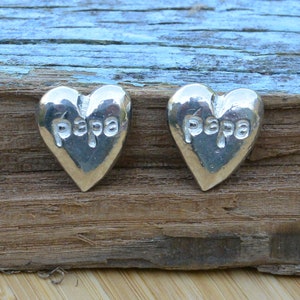 Papa Heart Cufflinks, Gift for Papa, Handmade,in Fine Pewter, by William Sturt