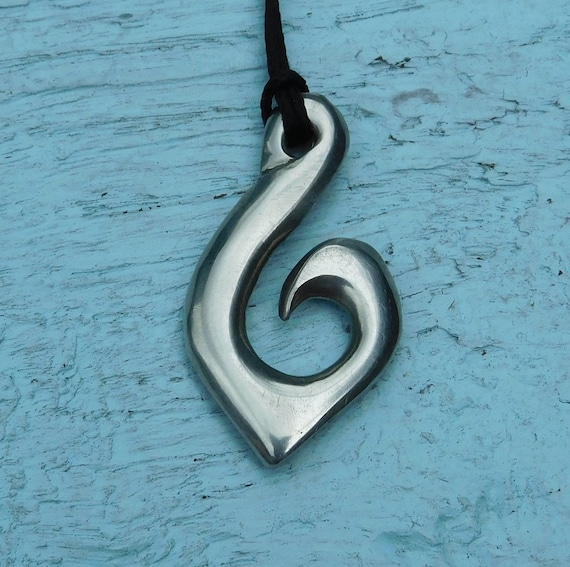 Fish hook shop heart necklace