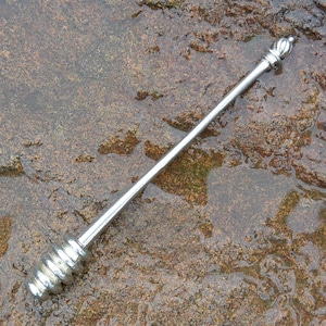 Honey Dipper With Turned Knob, Handcast, In Fine Pewter, By William Sturt. 15cm.