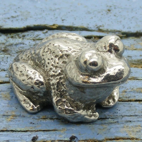 Frog Figurine, Frog Lovers Gift, Handmade, in Fine Pewter, by