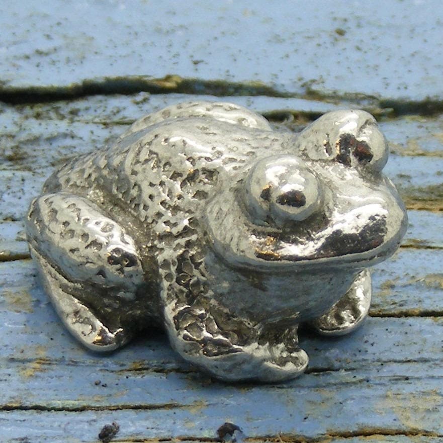 Frog Figurine, Frog Lovers Gift, Handmade, in Fine Pewter, by
