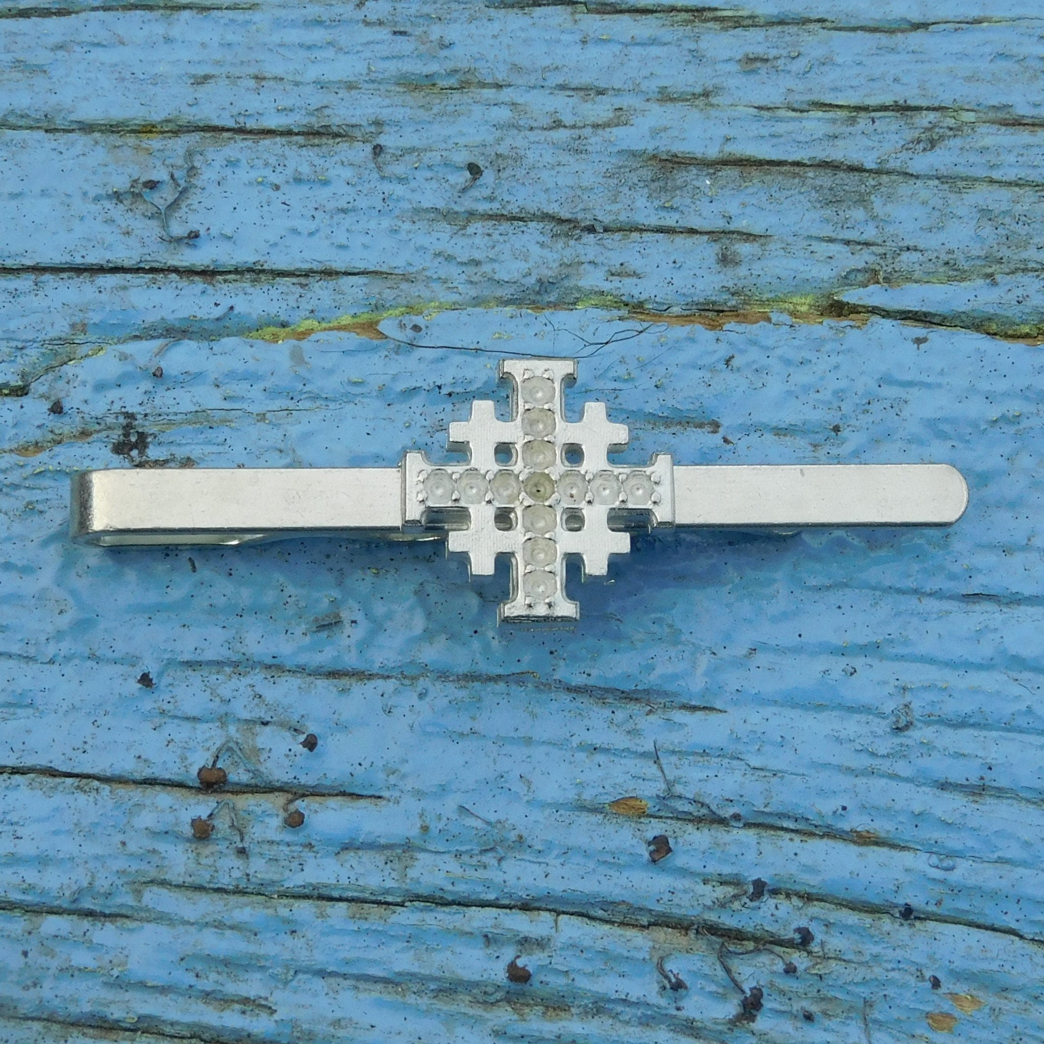 Jerusalem Cross Tie Clip, Five Fold Cross Tie Clip, Religious