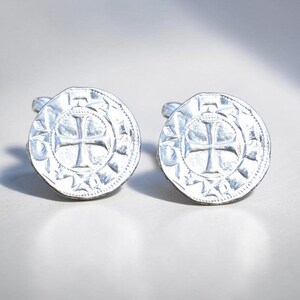 Knights Templar Cufflinks – Medieval Men’s Jewelry – Handmade Fine Pewter Gift