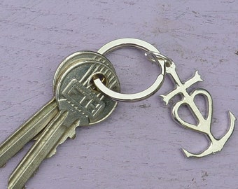 Camargue Cross Keyring, Croix de Camargue Key Fob, Handmade, by William Sturt, in Fine Pewter