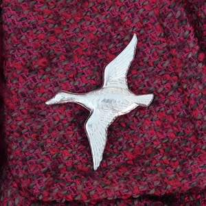 Flying Duck Brooch, Duck Jewellery, Hand made Jewelry, Hand crafted Jewellery Handmade in Fine Pewter by William Sturt