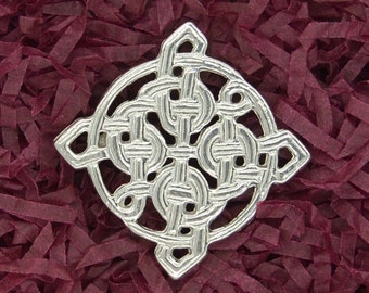 Square Celtic Brooch, Scottish Jewellery, Irish Jewelry, Handmade, Hand crafted in Fine Pewter, by William Sturt