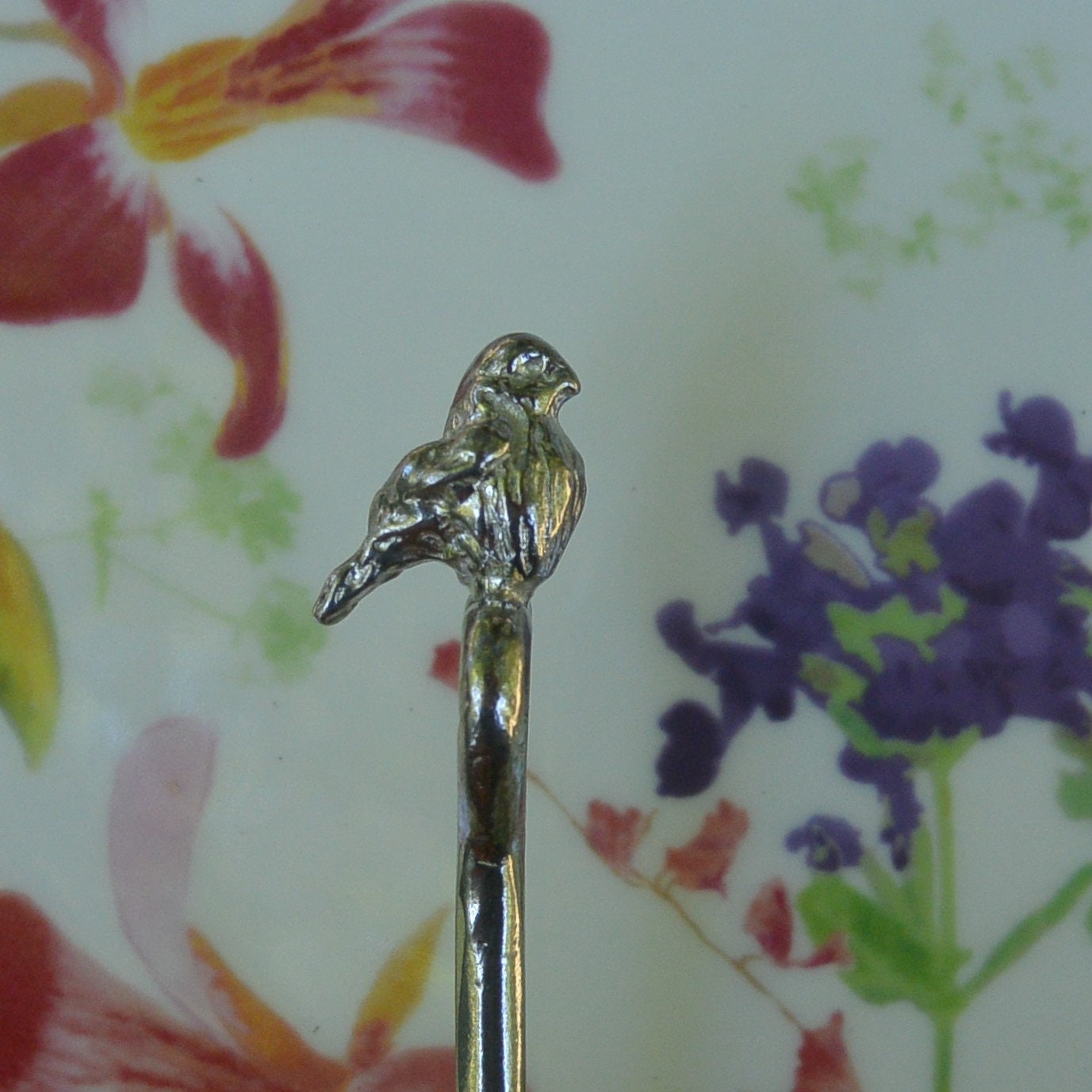 Robin Sugar Spoon With Round Bowl, Handcast In Fine Pewter By William