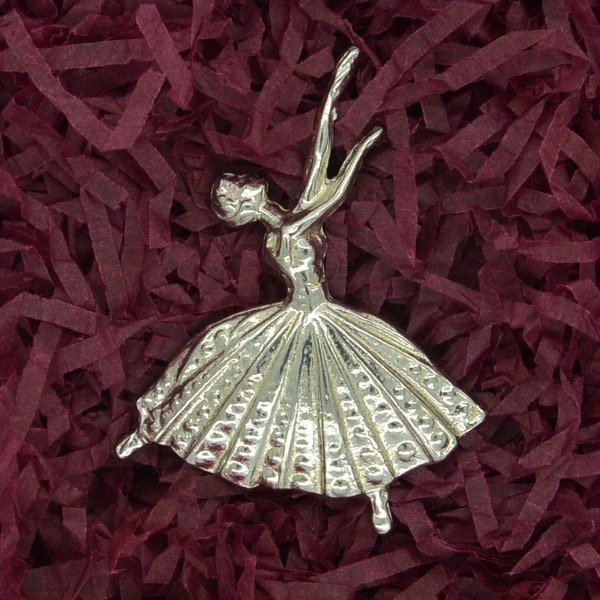 Ballerina Brooch, Anniversary Gift, Handmade in Fine Pewter by William Sturt