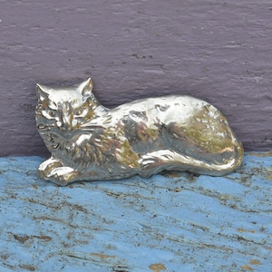 Cat Brooch, Cat Gift, Hand Cast in Fine Pewter by William Sturt