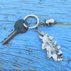 Oak Leaf Keyring, Acorn and Oak Key Fob, Handmade, by William Sturt, in Fine Pewter