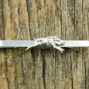 Wild Pig Tie Slide, Pig Tie Clip, Handmade in Fine Pewter by William Sturt
