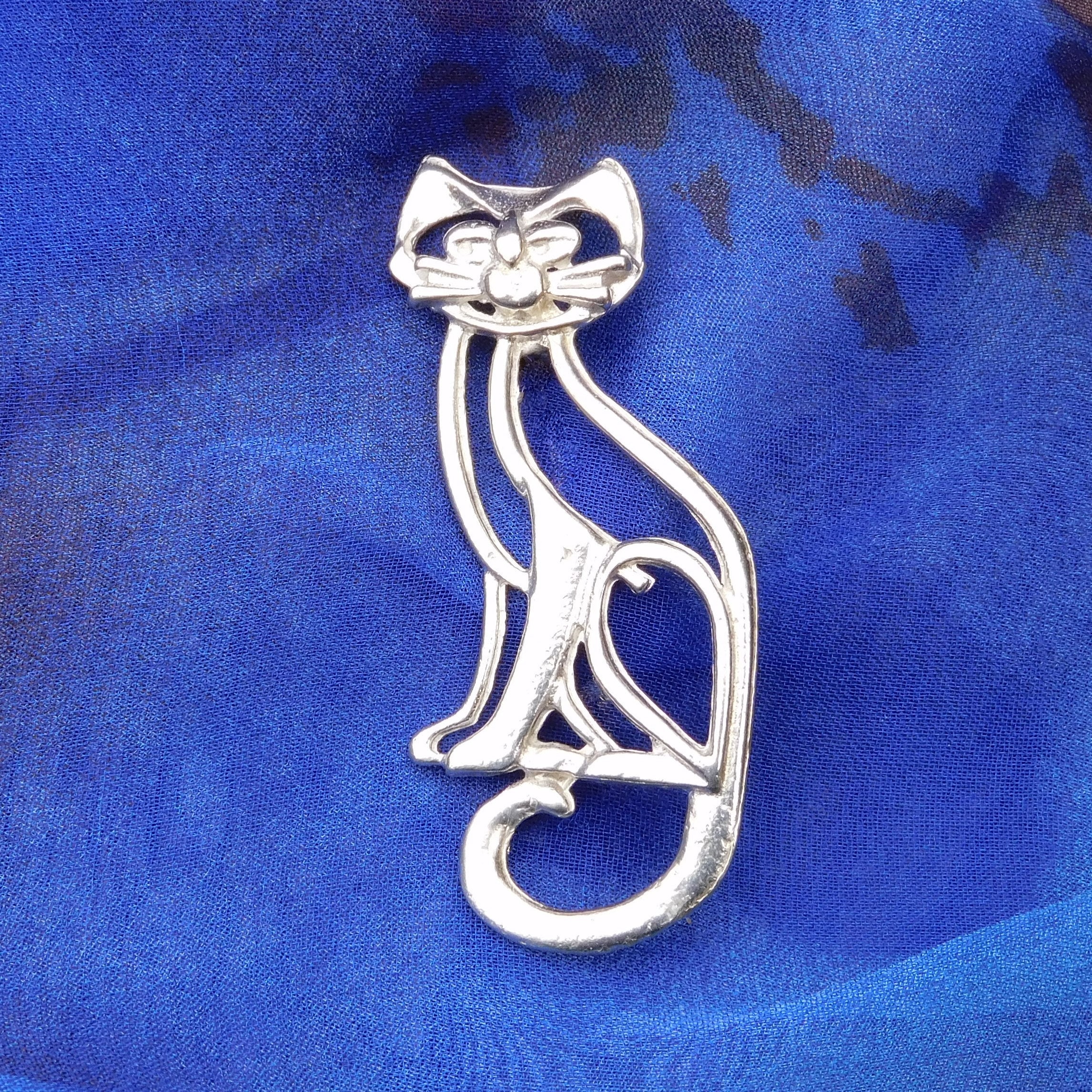 Broche De Gato, Broche Para Amantes De Los Gatos, Joyería Hecha A Mano, En Peltre Fino, Por William Sturt, Peltre Sin Plomo Fundido A Mano