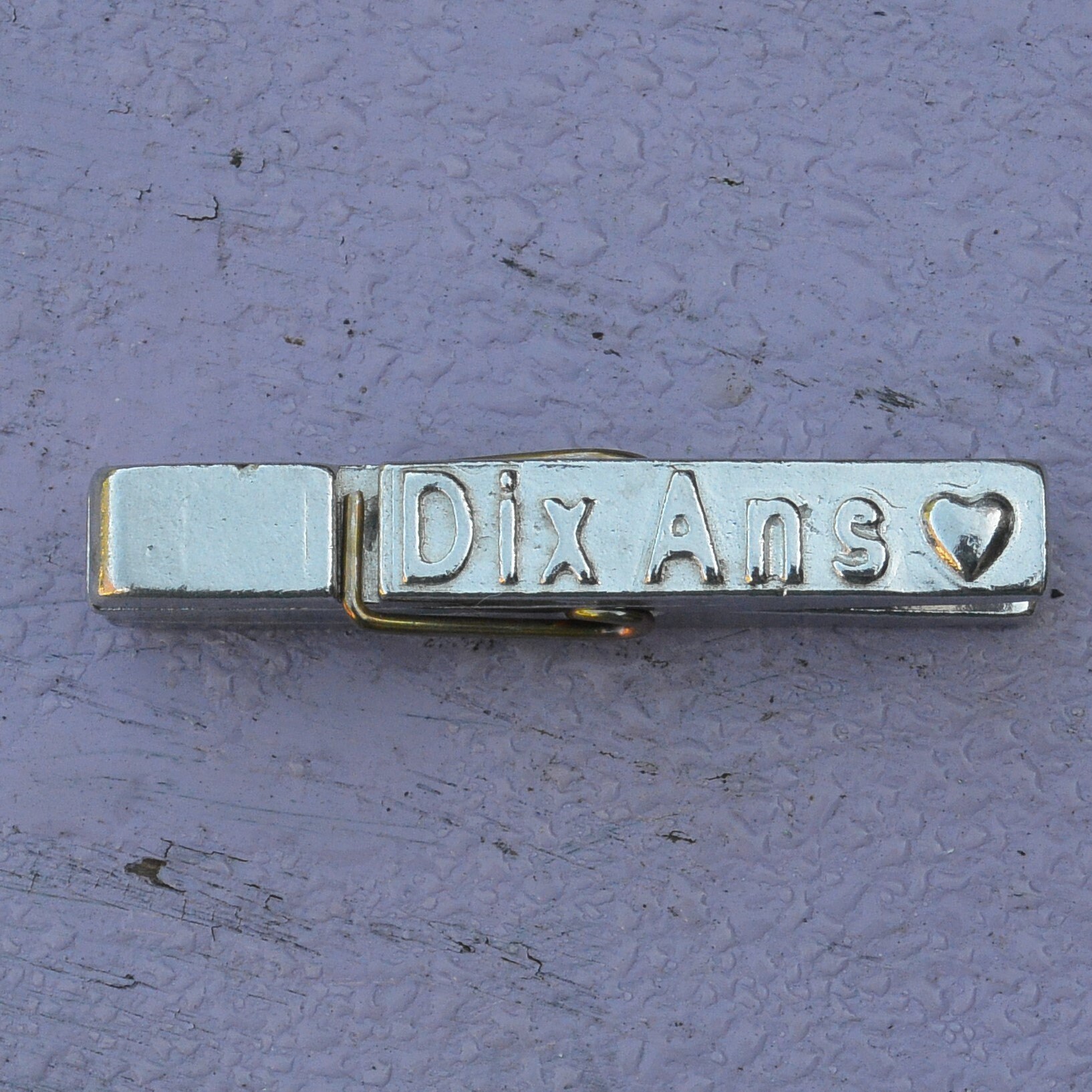 Image of 10 Ans | 10 Years Clothes Peg Paper Weight, Handmade, in Fine Pewter, By William Sturt