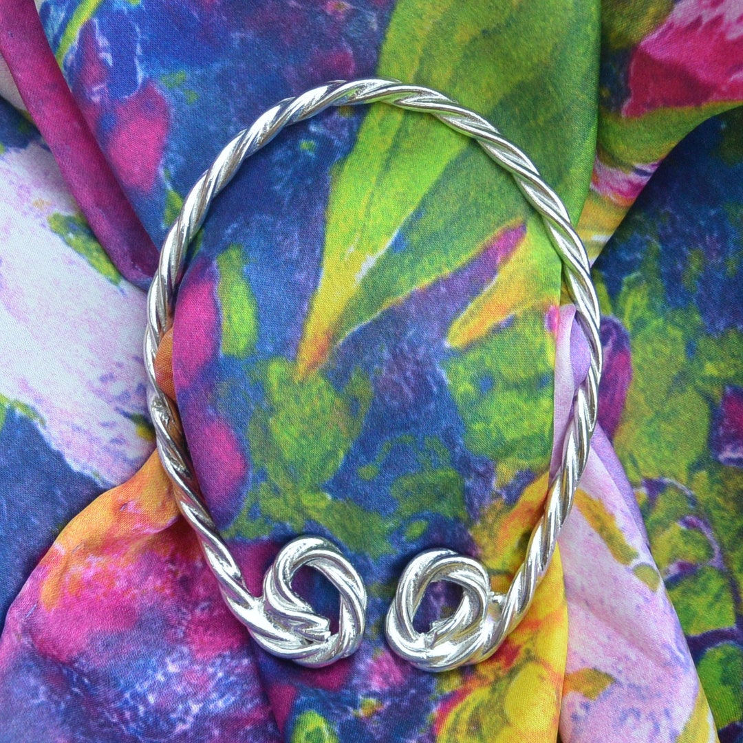 Celtic Scarf Ring, Deep Celtic Braid Scarf Ring, Handmade, in Fine Pewter,  by William Sturt