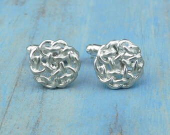Circular Celtic Knot Cufflinks, Handmade in Fine Pewter by William Sturt