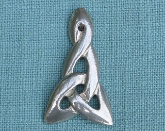Celtic Brooch, Celtic Knot Brooch, Handcrafted. Triangular Celtic Love Knot, Love Knot, Brooch, Handmade, Fine Pewter, by William Sturt