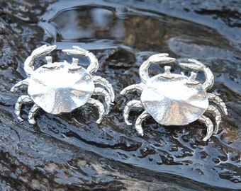 Crab Cufflinks,  Beach Cufflinks, Hand Cast in Fine Pewter by William Sturt