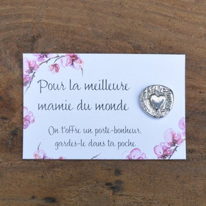 Amuleto de Coração da Sorte para a Vovó, Melhor Vovó do Mundo, Fabricação Artesanal Francesa, em Estanho, por Les Étains de Jumilhac