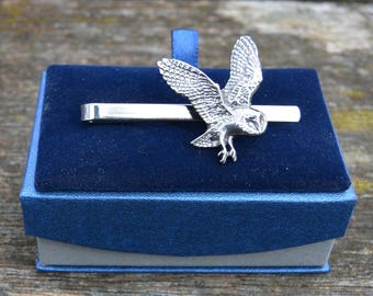 Owl Tie Clip Handmade in Fine Pewter