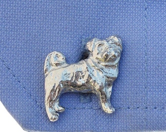 Pug Cufflinks, Wedding Cufflinks, Pug Cuff Links, Handmade, in Fine Pewter, by William Sturt