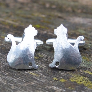Cat Cufflinks, Wedding Cufflinks, Cat Cuff Links, Handmade, in Fine Pewter, by William Sturt