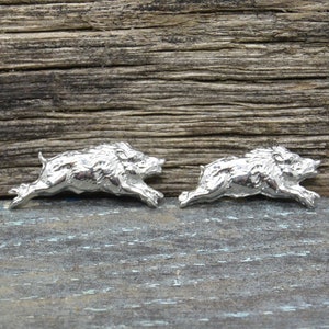 Wild Boar Cufflinks, Hunting Cufflinks, Handmade in Fine Pewter, by William Sturt